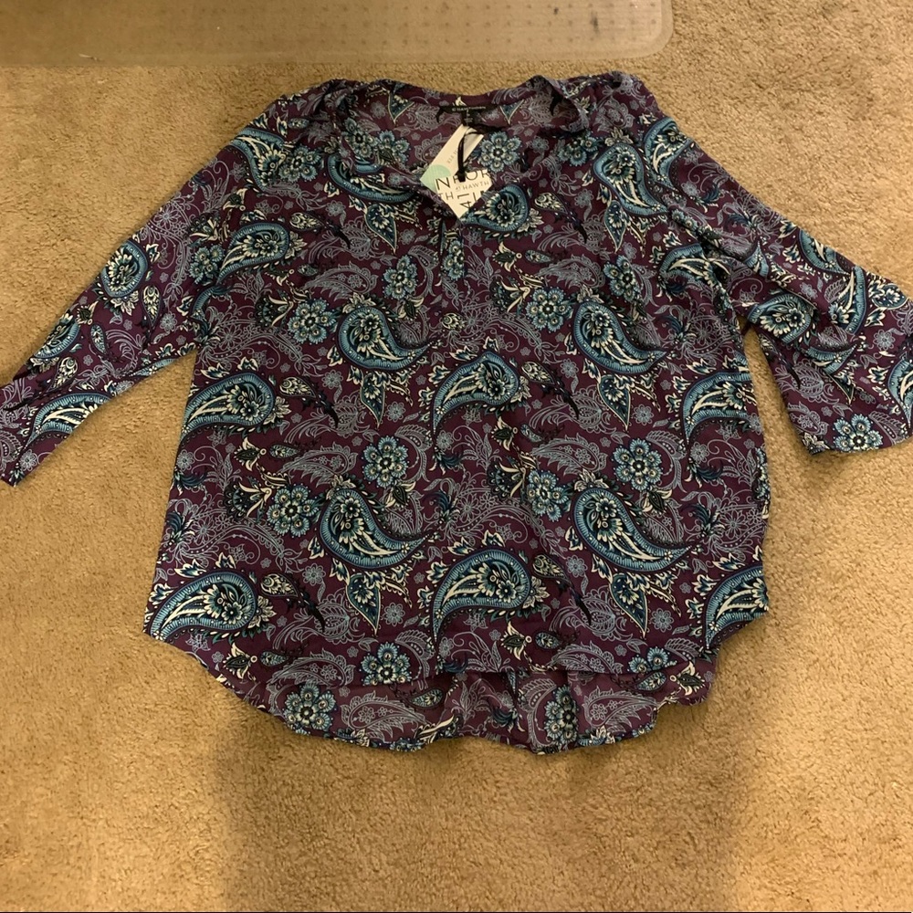 41 hawthorn purple paisley chiffon top